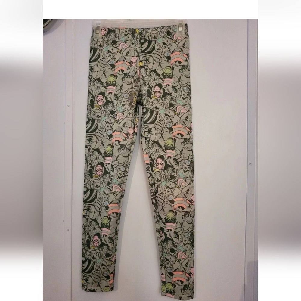 ❤️5 For 25😍 Girls Marvel Leggings Size Large Color Block Gray Hulk Captain